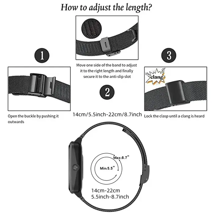 Bandes métalliques pour Honor Watch 4, bracelet respirant en maille d'acier inoxydable