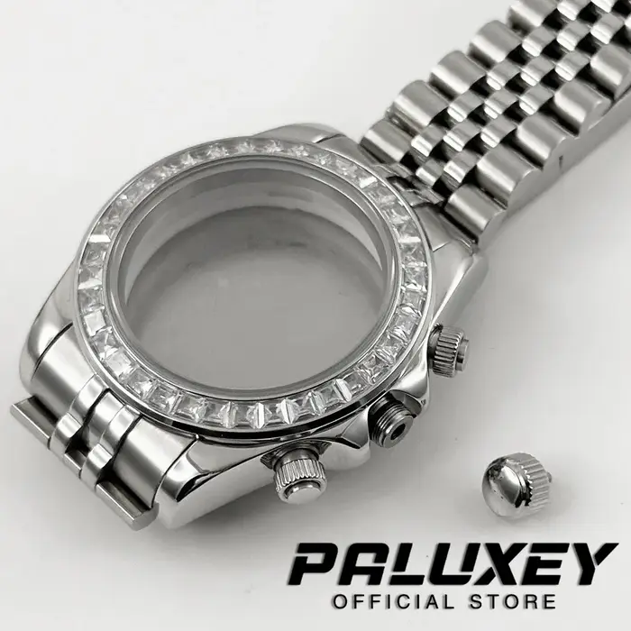 Boîtier de montre Daytona 40 mm VK63 avec lunette sertie de diamants