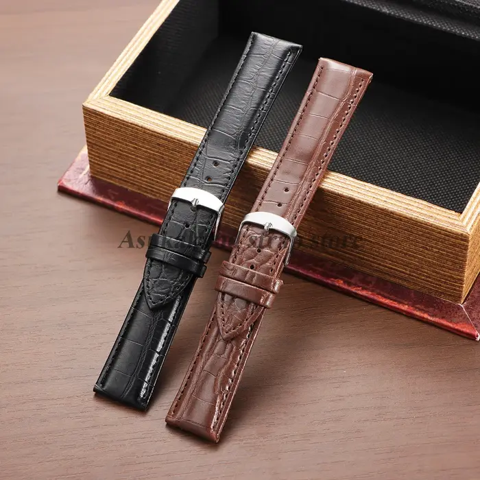 Bracelet de montre en cuir véritable pour hommes et femmes