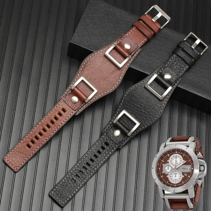 Bracelet de montre en cuir véritable pour Fossil JR1157