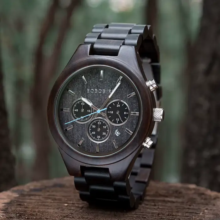 BOBO BIRD-Montre-bracelet chronographe en bois à quartz pour homme