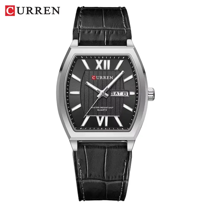 Montre pour homme CURREN au design minimaliste moderne avec jour et date, montre-bracelet rectangula