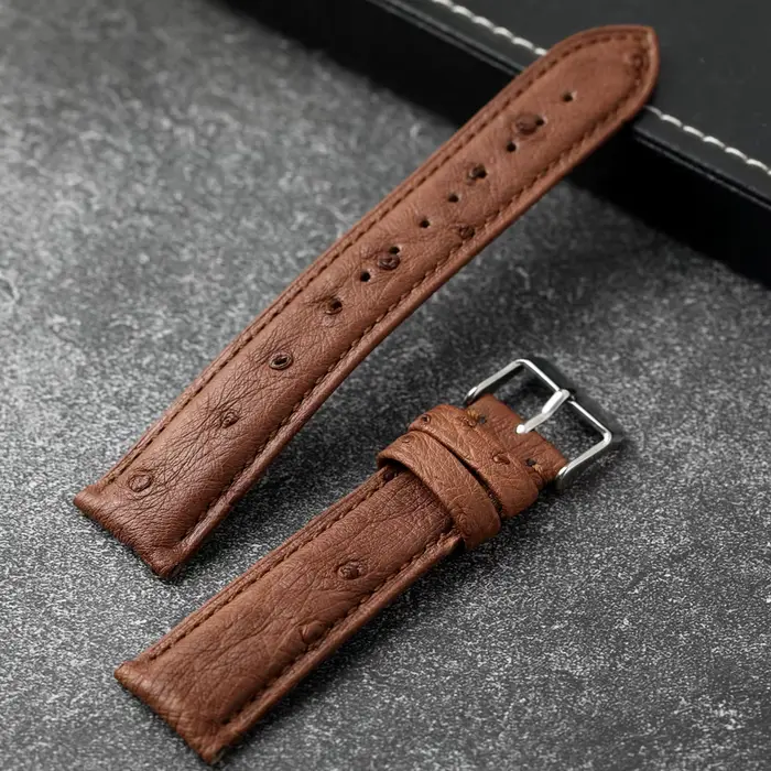 Bracelet de montre en cuir d'autruche sud-africain fait à la main 18 19 20 21 22MM