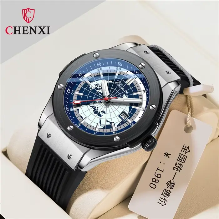 CHENXI 82442 montre à Quartz pour hommes décontracté Unique Sport montres marque carte du monde militaire étanche mâle