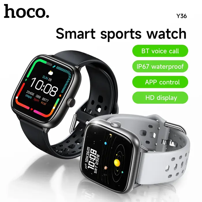 HOCO Y36 1.72 pouces TFT écran tactile Version d'appel montre intelligente fréquence cardiaque sommeil oxygène Sport surveillance Smartwatch IP67 étanche