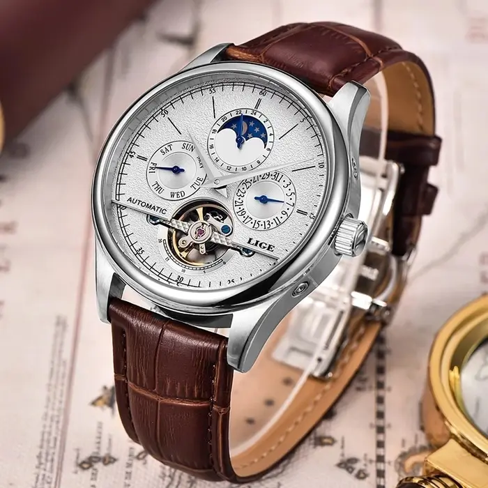 LIGE hommes montres de luxe mâle Tourbillon automatique montre-bracelet sport étanche montre mécanique pour hommes horloge Relogios Masculino