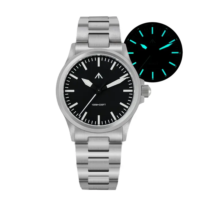 MILITADO ML18 36mm montre VH31 balayage deuxième mouvement à Quartz 316L acier saphir BGW9 Lume 100M étanche montre-bracelet pour hommes
