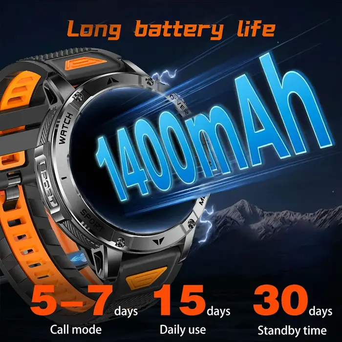Montre connectée avec écran IPS de 1,7 pouces, batterie de 1400 mAh, étanche IPX8, plus de 120 modes sportifs, SOS, appel LED BT, moniteur de fréquence cardiaque, pour hommes et femmes