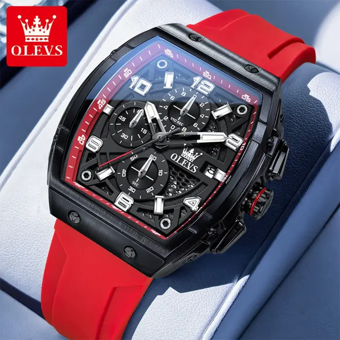 Montre à quartz pour homme OLEVS 2976, chronographe sportif, bracelet en silicone, calendrier, lumin