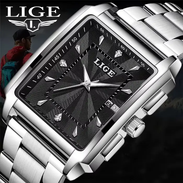 Relogio Masculino LIGE mode montre militaire hommes carré