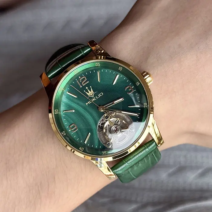 Montre-bracelet mécanique automatique à tourbillon pour homme, montre de luxe étanche à double style affaires-sport, idéale pour un usage quotidien.