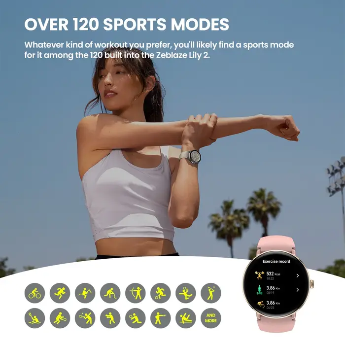 Zeblaze Lily 2 Smartwatch pour femme, appel Bluetooth, écran AMOLED 2025 ", double sangles, surveill