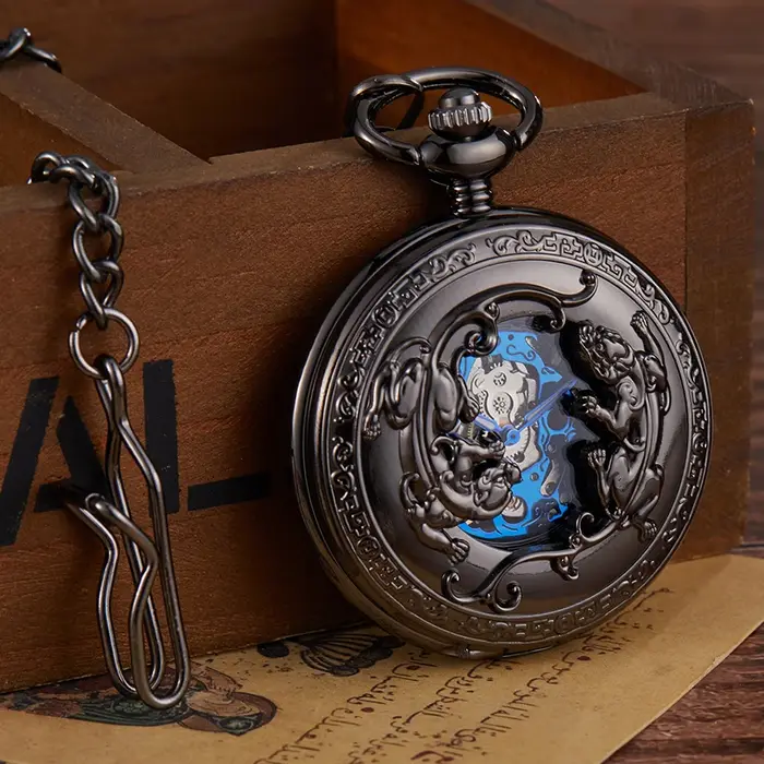 Steampunk – montre de poche mécanique squelette pour hommes et femmes