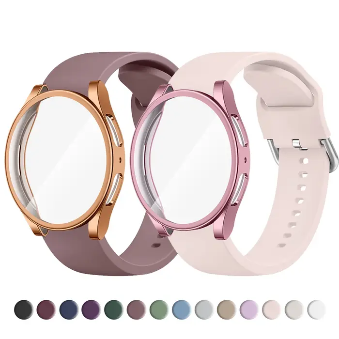 Coque en TPU + bracelet en Silicone pour Samsung Galaxy Watch 4 5 6 7 40mm 44mm