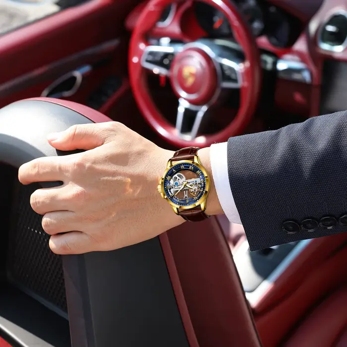 Montre Homme Automatique CAREKISO de Luxe en Cuir