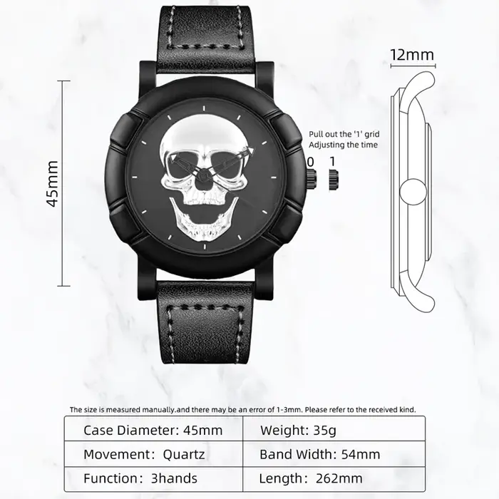 Montre-bracelet à quartz en cuir pour homme