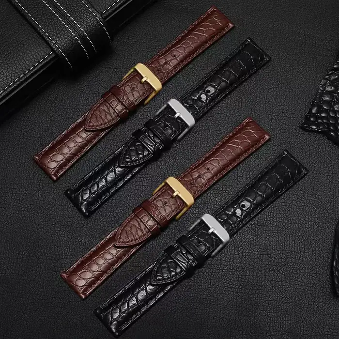 Bracelet de montre peau de Crocodile 16mm 18mm 20mm 22mm 23mm 24mm hommes femmes noir marron