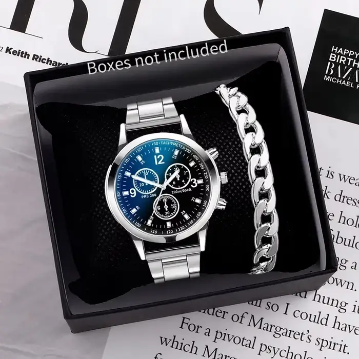 1/2 pièces montres d'affaires pour hommes montre à Quartz avec Bracelet en acier