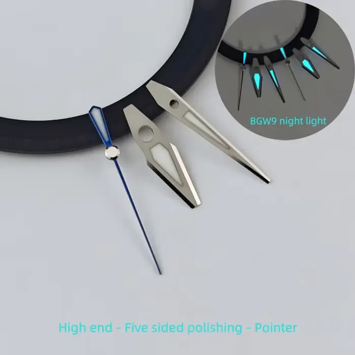 Aiguilles de montre NH35, polissage fin à 5 faces, BGW9, bleu glace, lumineuses, de haute qualité, p