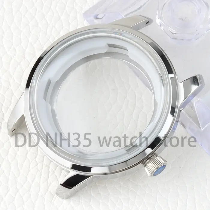 Boîtier de montre en verre arqué 40mm Nh35, argent/or Rose, acier inoxydable pour le présage du temp