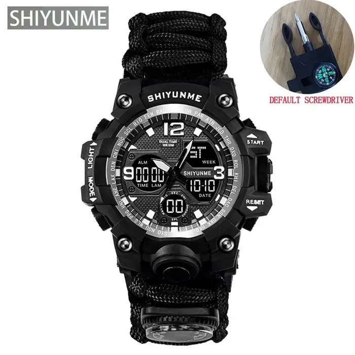 Montres militaires pour hommes, montre numérique camouflage, montre numérique LED, étanche, multifon