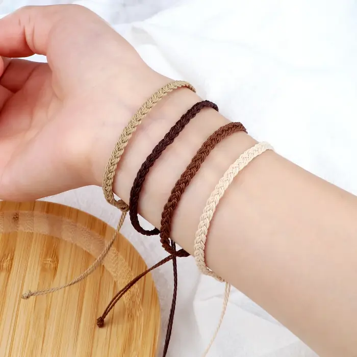 Bracelets en corde de cire tressée à la main pour femmes et hommes