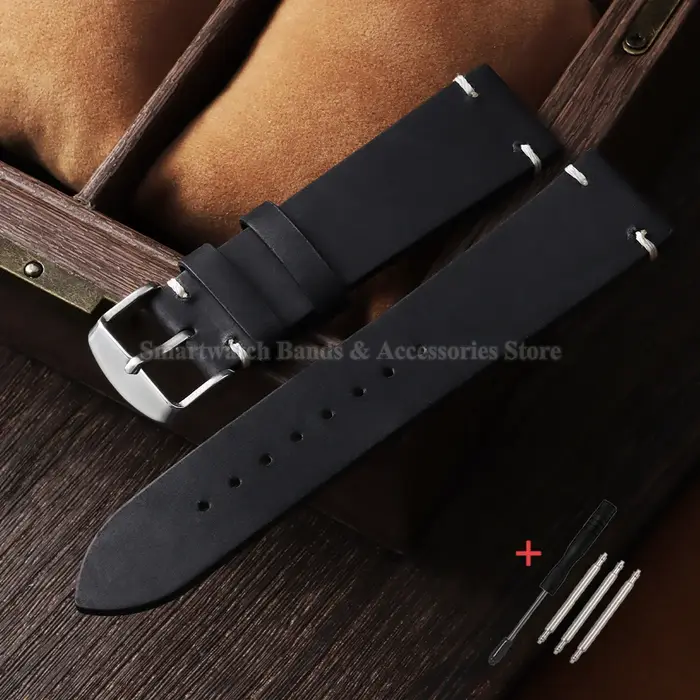 Bracelet de montre vintage en cuir huilé pour Seiko