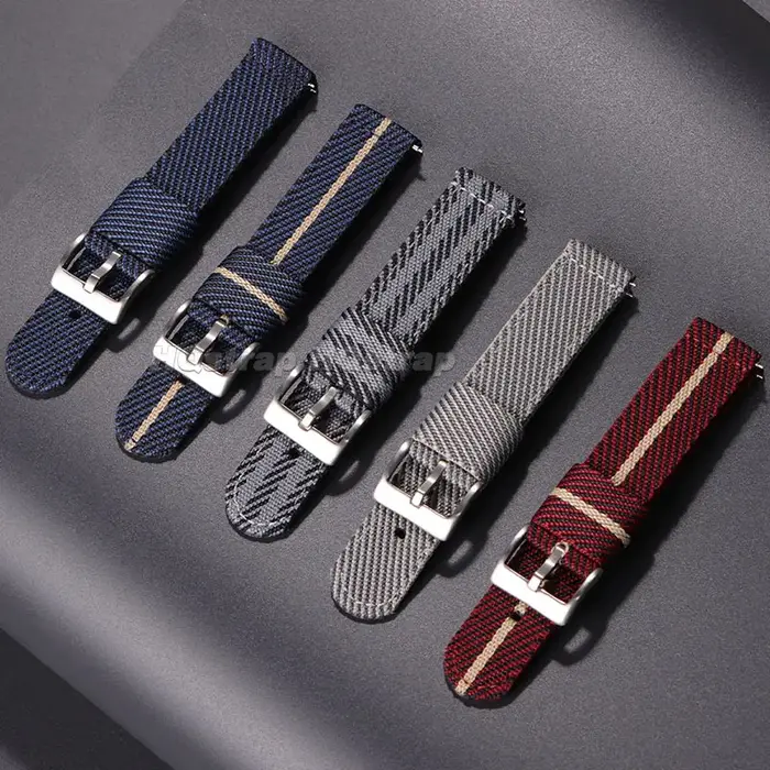 Bracelet de montre en nylon tissé rayé 20mm 22mm à libération rapide