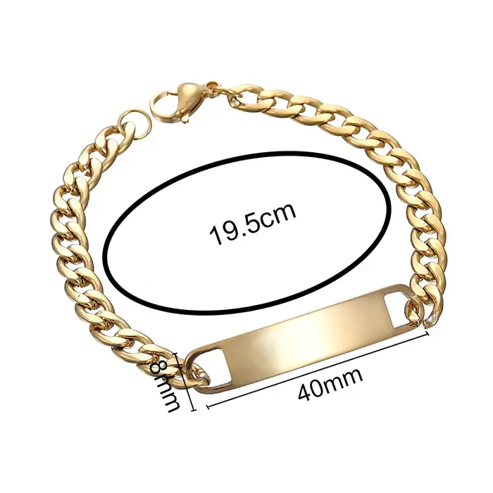 Bracelet personnalisé en acier inoxydable avec nom gravé, plaque signalétique personnalisée, Date, bijoux pour hommes et garçons, cadeau d'anniversaire