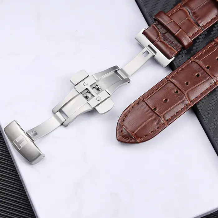 Bracelet de montre en cuir véritable pour homme
