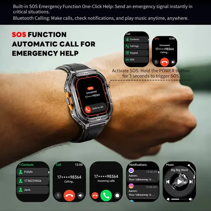 2025 nouvelle montre intelligente GPS hommes 1.96 pouces HD AMOLED écran boussole Bluetooth appel 5ATM étanche Sport