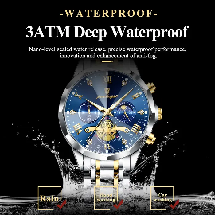 POEDAGAR luxe hommes montre haut Original étanche lumineux chronographe homme montre-bracelet en acier inoxydable Quartz