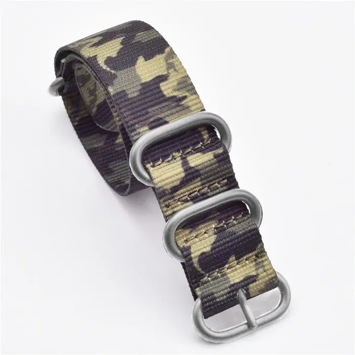 Bracelet de montre en nylon tissé, 20mm 22mm, boucle à anneau en acier inoxydable, camouflage milita
