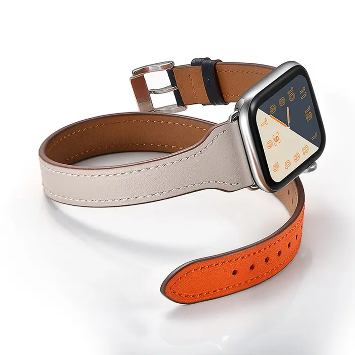 Bracelet Double Tour en Cuir group pour Apple Watch