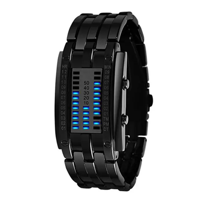 Montres de sport créatives en acier inoxydable pour hommes et femmes, montre-bracelet binaire, date