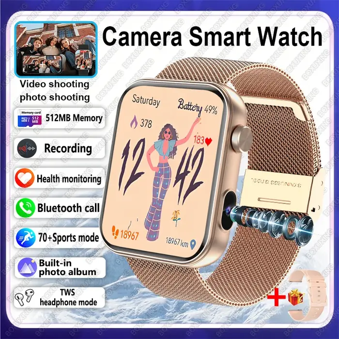 2025 nouvelle caméra montre intelligente hommes femmes Photos enregistrement vidéo moniteur de santé étanche sport