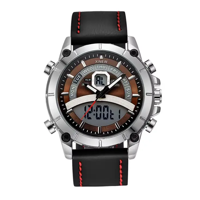 Hommes grande marque XINEW montres étudiants mode bracelet en cuir sport multi-fonction double temps chronographe montre Relogio Masculino