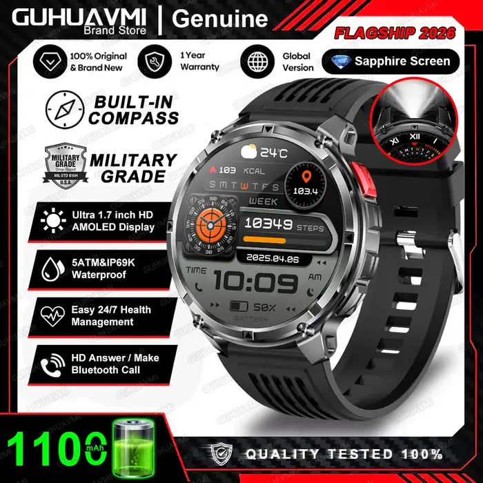 Nouvelle montre connectée T-Rex3 Pro 2026 avec batterie 1100 mAh, GPS, suivi d'activités sportives, 