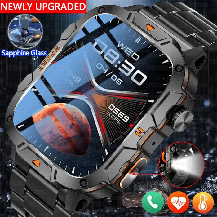 Nouvelle Montre Connectée Militaire 2025 pour Hommes, Écran AMOLED 1,96'', Étanche 5ATM, Suivi Sport