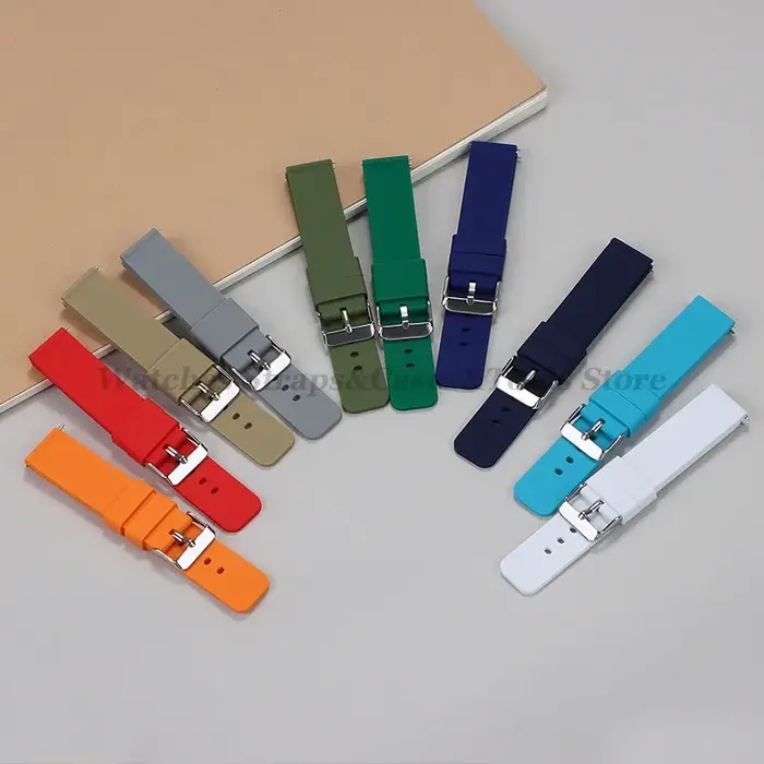 Bracelet de montre en Silicone souple 10/12/14/15/16/18/20mm 21mm 22mm 24mm
