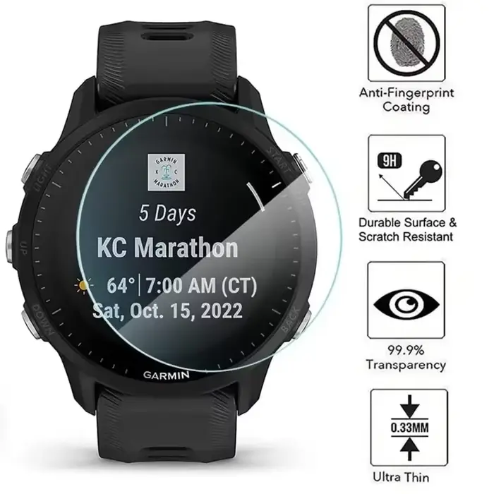 Verre trempé pour Garmin Forerunner 165 965 945 935 220 225 230 235 255s 735XT 620 630 montre Film de protection d'écran anti-rayures