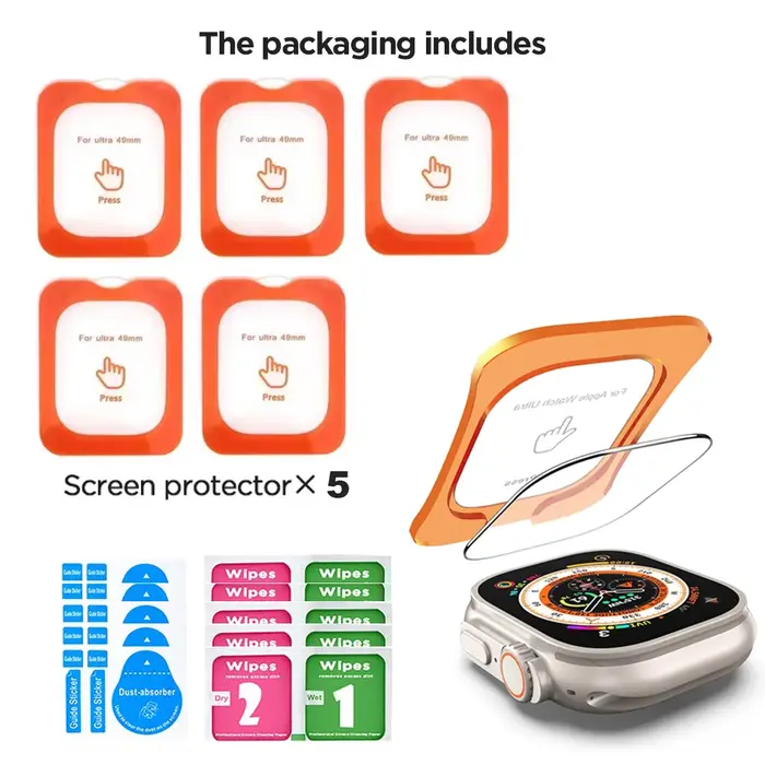 Verre trempé pour Apple Watch Ultra 1/2/3 49mm avec outil d'alignement protecteur d'écran pour iWatch