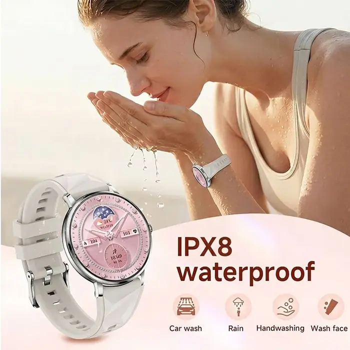 Montre connectée pour femmes 2026, écran AMOLED 1,19'', corps ultra-fin, plus de 120 modes sportifs, appels BT, suivi de la fréquence cardiaque et du sommeil, cadeau de Noël