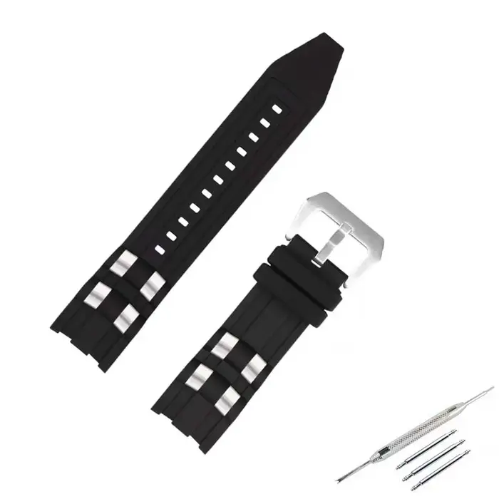 Bracelet de montre en caoutchouc pour hommes Compatible avec Invicta Pro Diver particules métallique