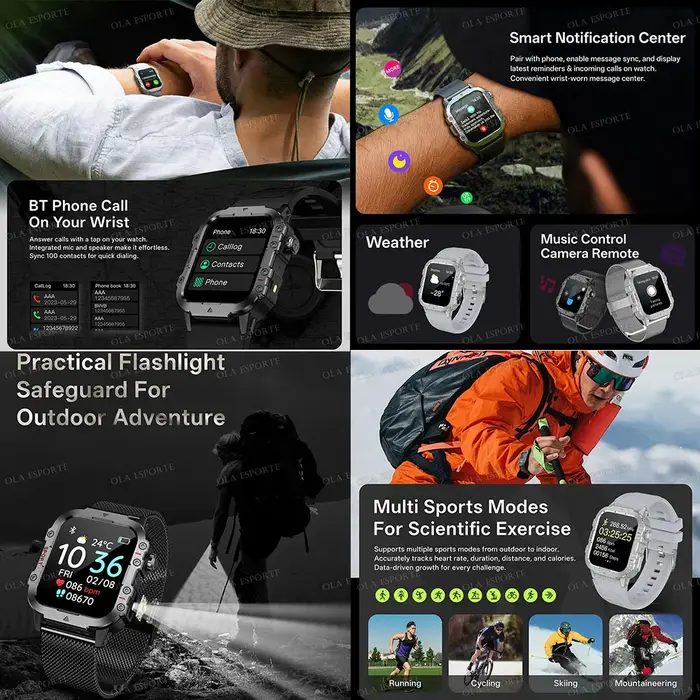 Nouvelle Montre Connectée Militaire 2026 pour Hommes avec GPS