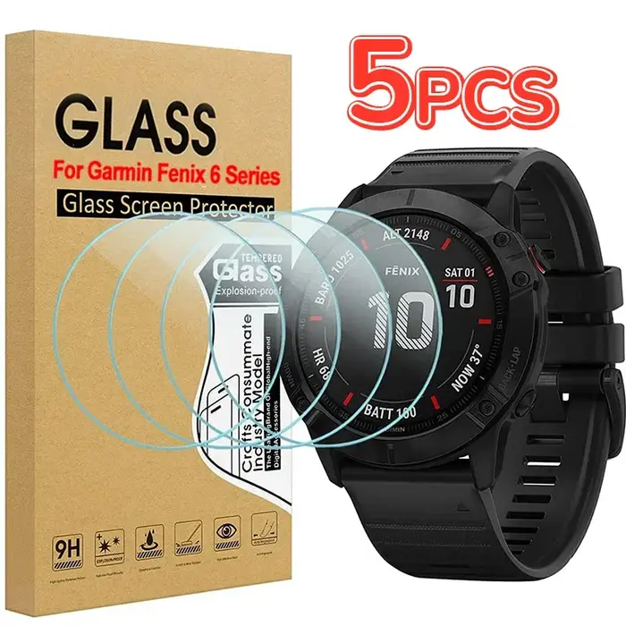 5-1Pack verre trempé pour Garmin Fenix 6 6S 6X Pro saphir HD protecteurs d'écran Film pour Fenix 6 6