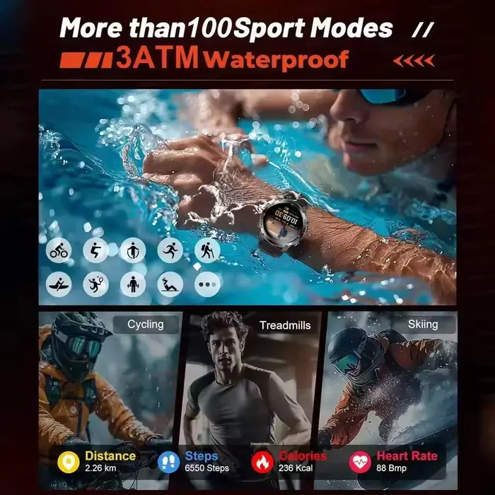 Nouvelle Montre Connectée Sportive Professionnelle GPS 2025 pour Hommes – Suivi GPS Course et Cyclisme en Extérieur, Boussole, Altimètre, Étanchéité 3ATM, Bracelets Sportifs