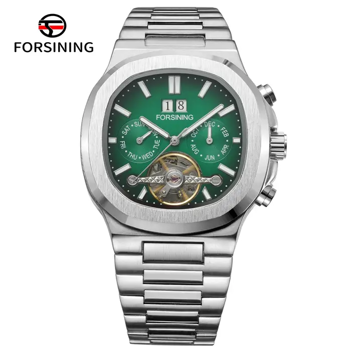 Forsining 481 homme nouvelles marques Tourbillon montre semaine Date mouvement automatique montres mécaniques en acier inoxydable horloge étanche