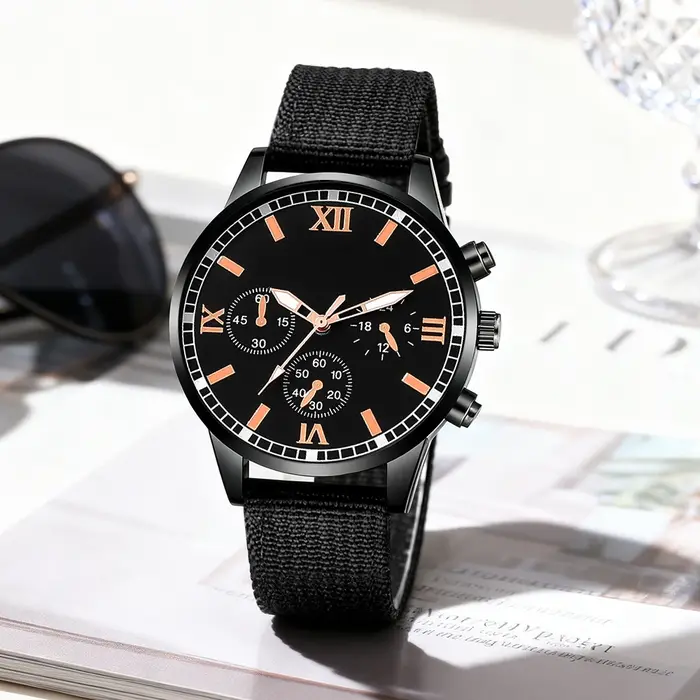 Ensemble de 4 pièces comprenant une montre pour homme et des accessoires, au style à la fois élégant et décontracté, avec un design tendance, ce qui en fait un cadeau idéal.
