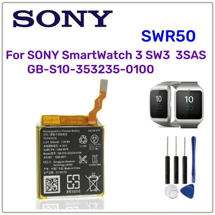 Nouvelle batterie de remplacement SWR50 pour montre intelligente SONY 3 SW3 SWR50 3SAS batterie Rech